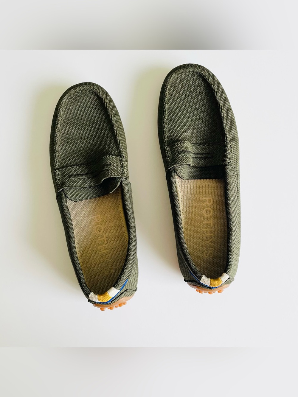 Rothys SIZE 7.5 The Daily Driver loafers in Army green - Picture 3 of 6